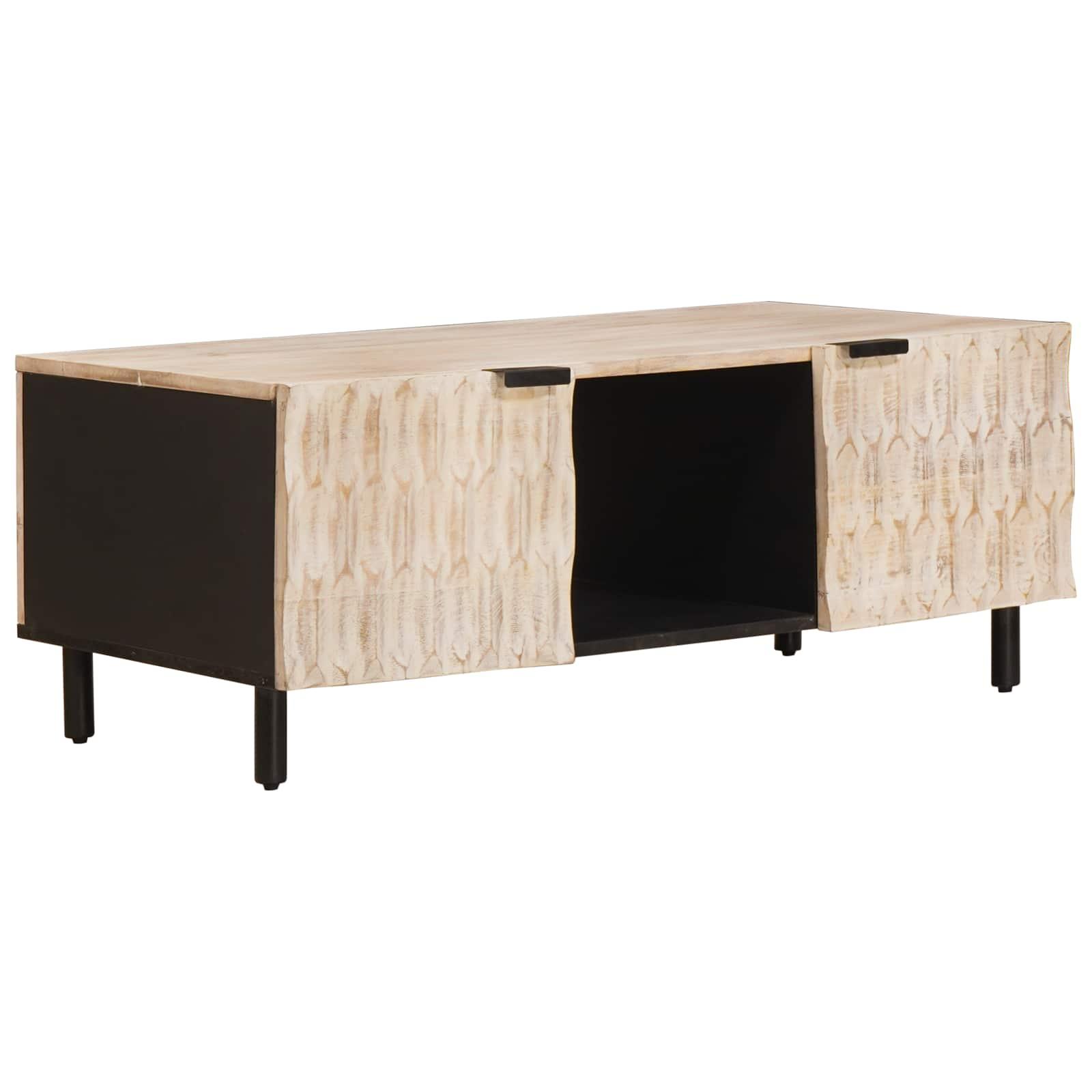 Sofabord Hvid 100 x 54 x 40 cm Massivt mangotræ billede