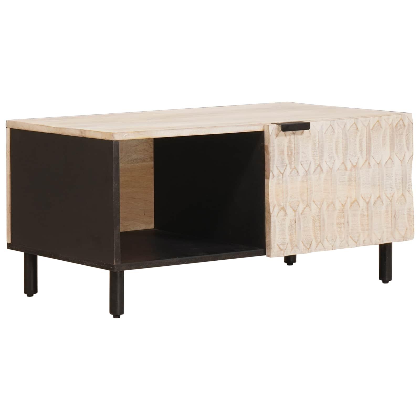 Sofabord Hvid 80 x 50 x 40 cm Massivt mangotræ billede