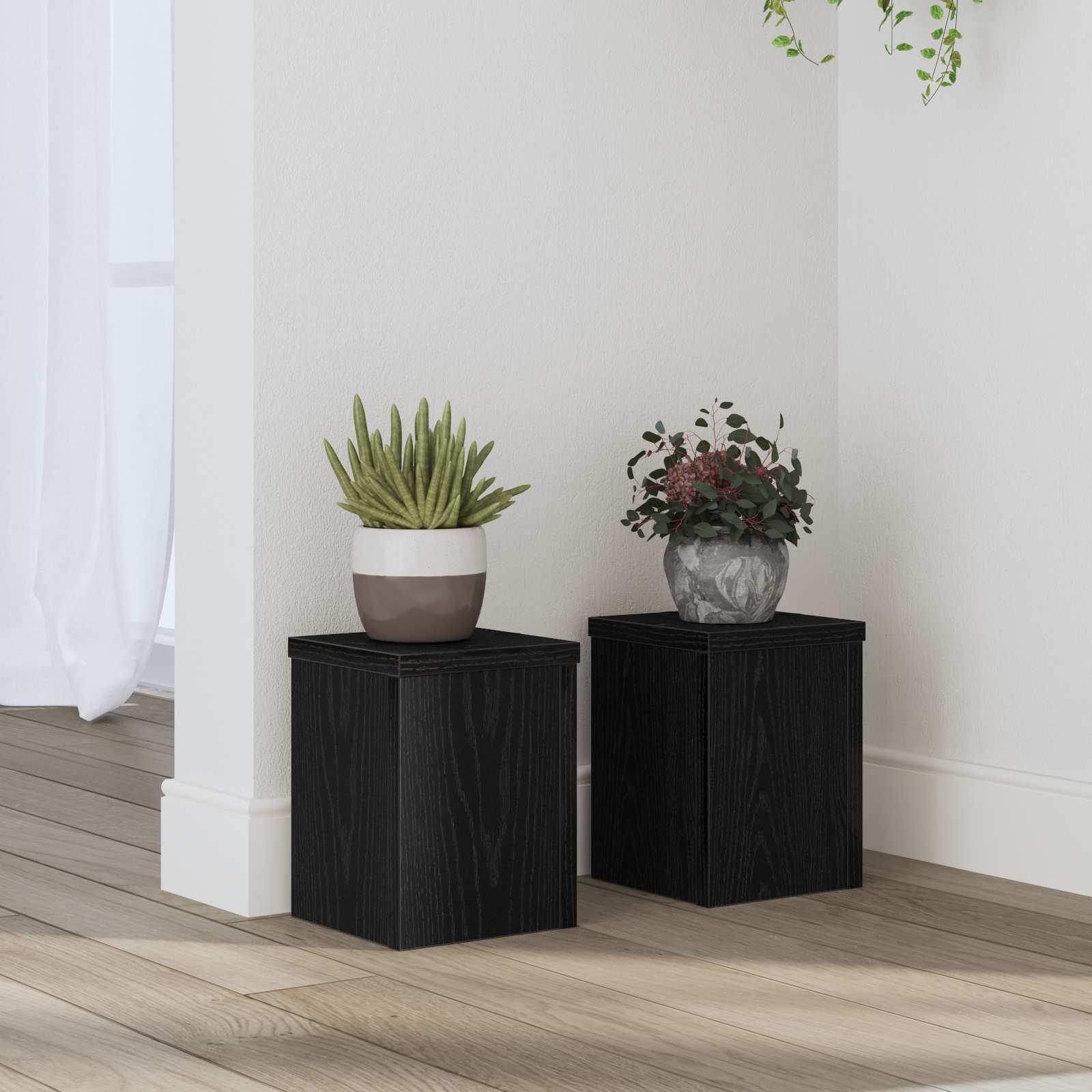 Planteholder 2 stk Sort eg 15 x 15 x 20 cm Konstrueret træ billede