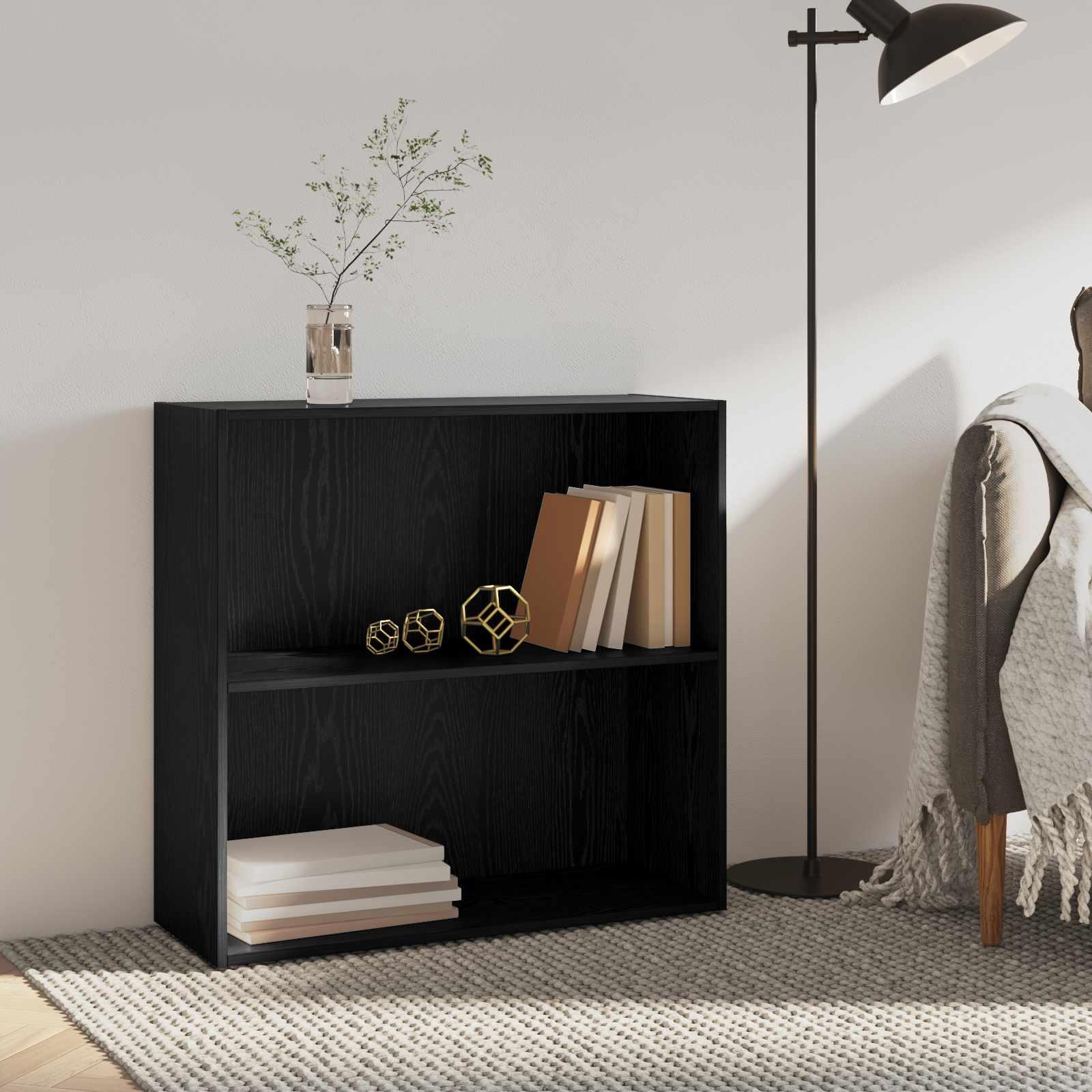 Bogreol Sort eg 60 x 30 x 76.5 cm Konstrueret træ billede