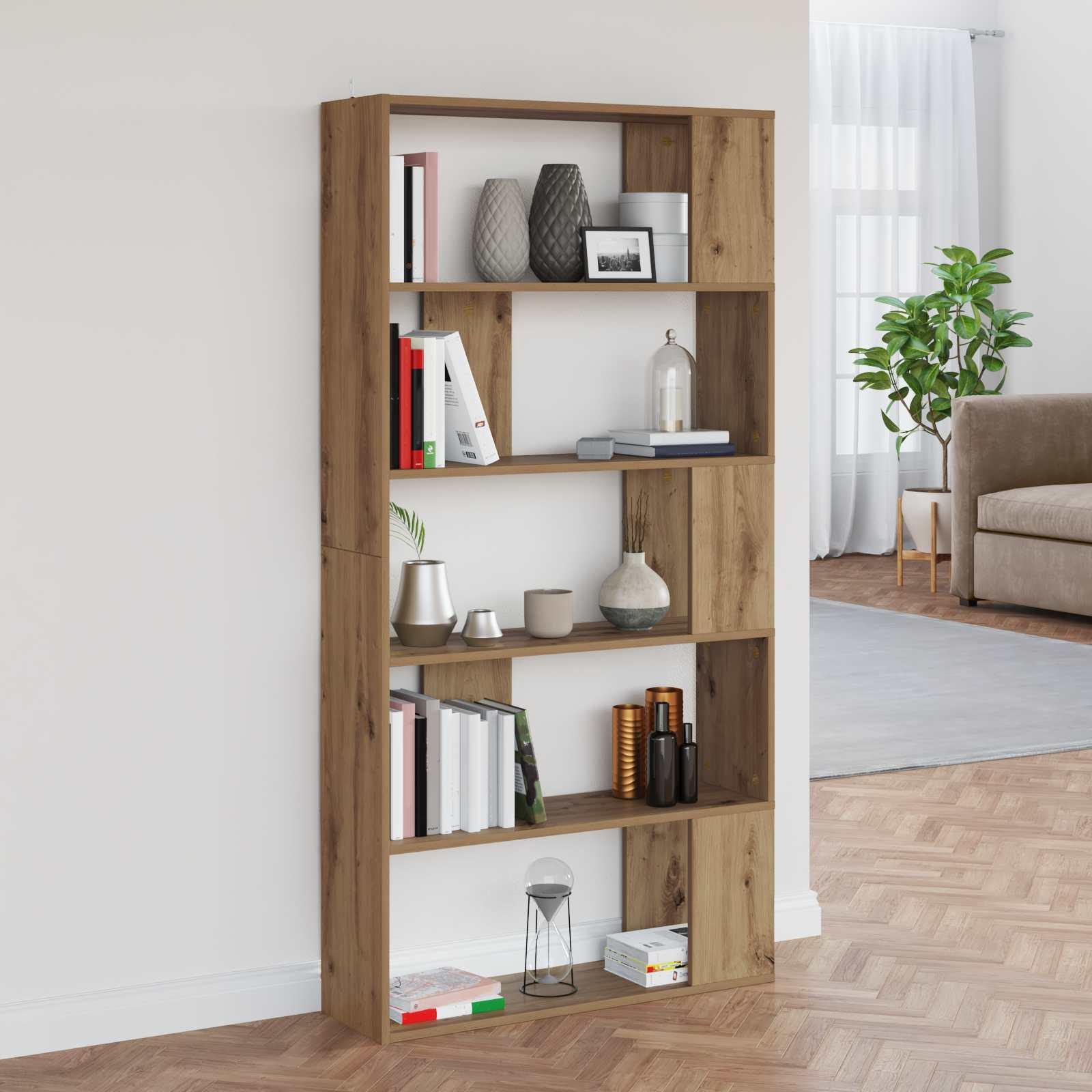 Bogskab Artisan Egetræ 80 x 24 x 159 cm Konstrueret træ billede