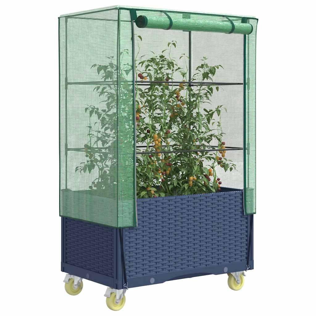 Højbed med overtræk og hjul 80x50x182 cm rattan-look billede