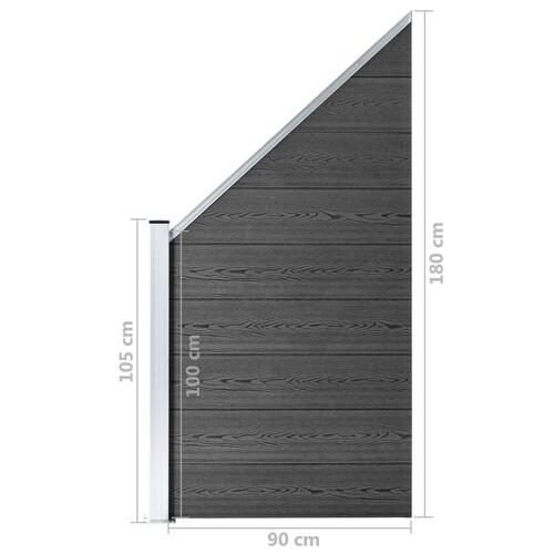 Hegnspanelsæt 1830x(105-186) cm WPC sort