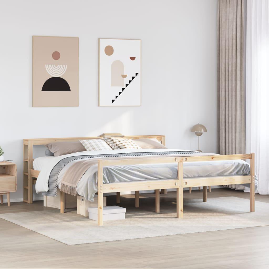Seniorseng med sengegavl 180x200 cm massivt fyrretræ billede