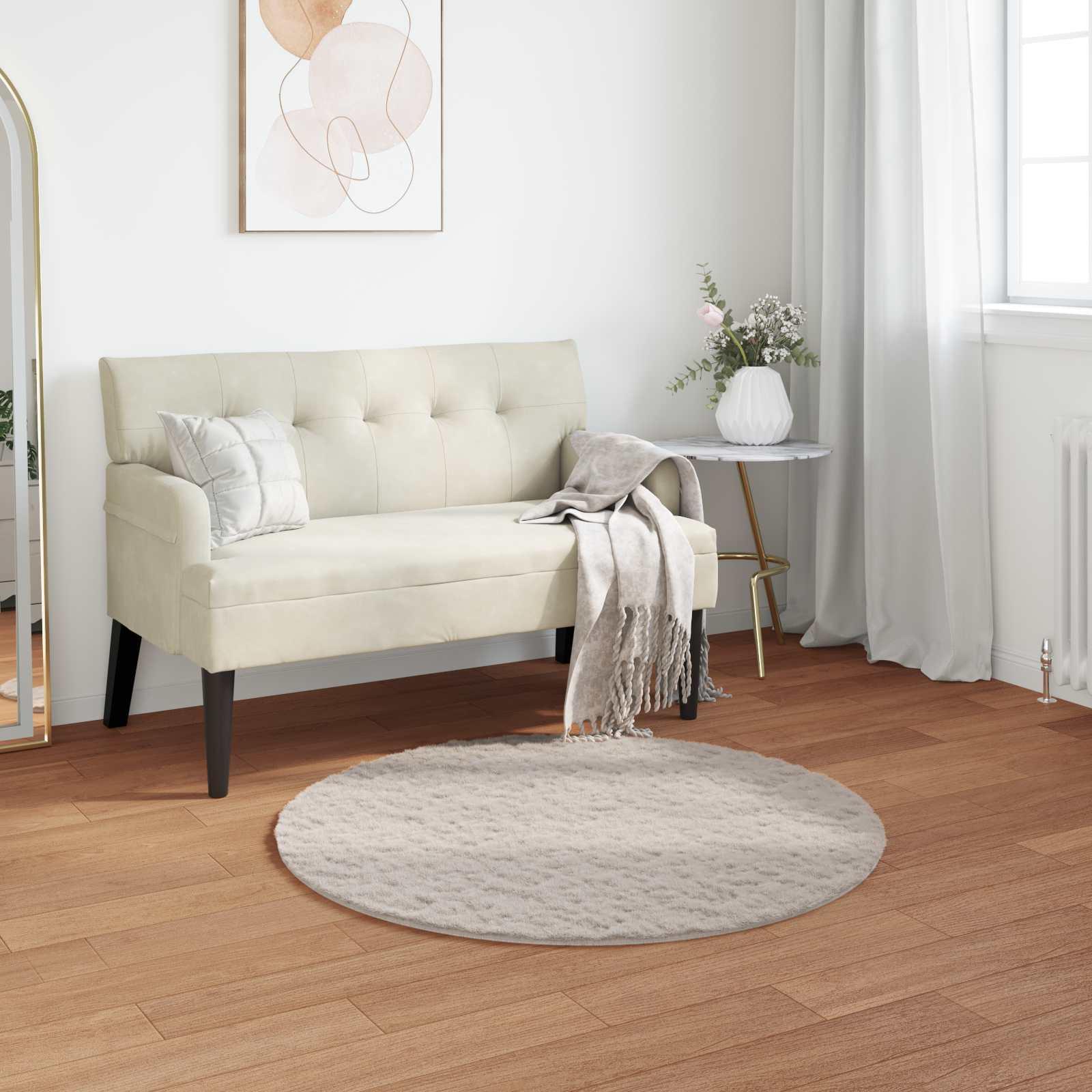 Faux Kanin Pels Tæppe Olite Beige Ø 80 cm Polyester billede