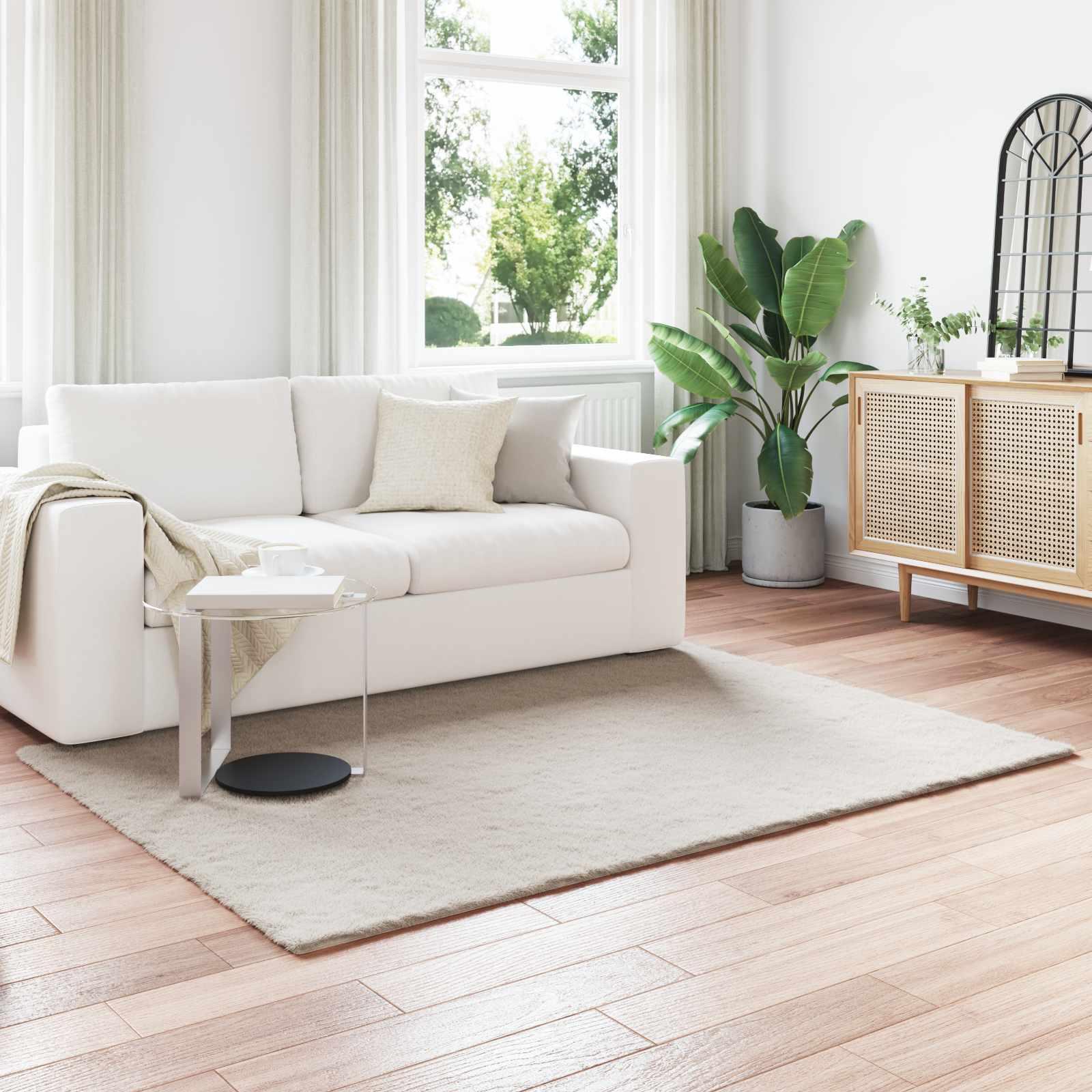 Faux Kanin Pels Tæppe Olite Beige 160 x 230 cm Polyester billede