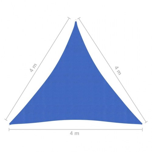 Solsejl 4×4×4 m - trekantet HDPE 160 g/m², blå