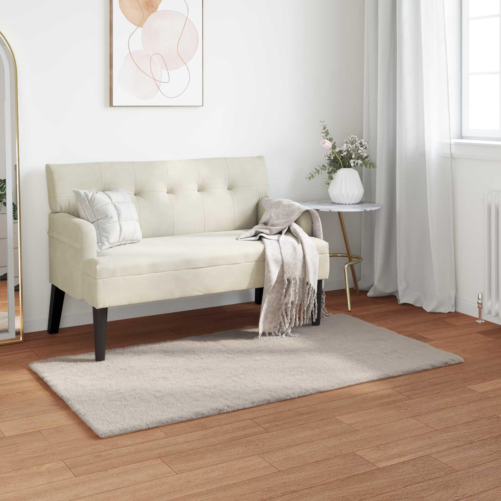 Faux Kanin Pels Tæppe Olite Beige 60 x 110 cm Polyester billede