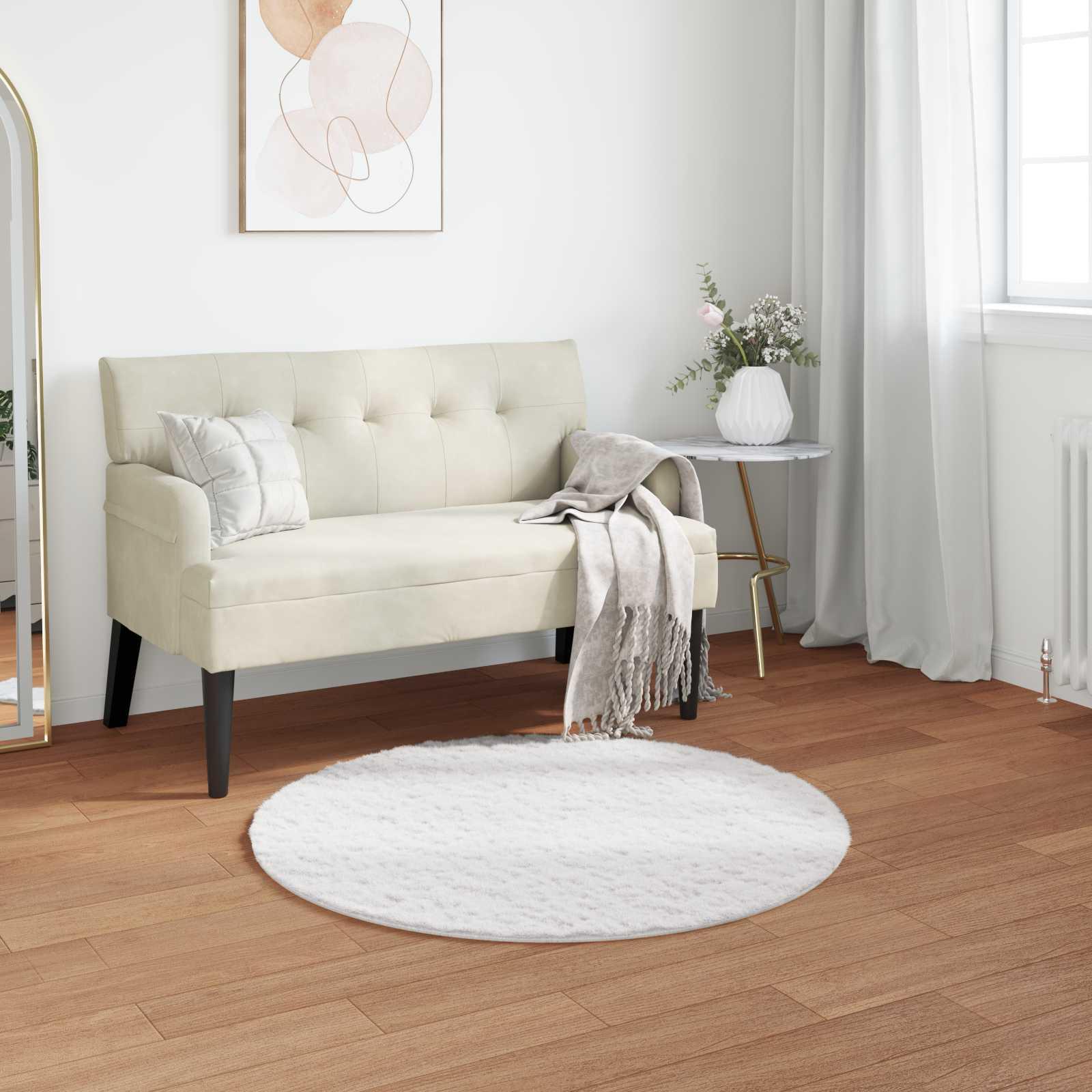 Faux Kanin Pels Tæppe Olite Hvid Ø 100 cm Polyester billede