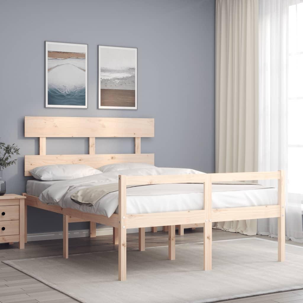 Seniorseng med sengegavl 120x200 cm massivt træ billede