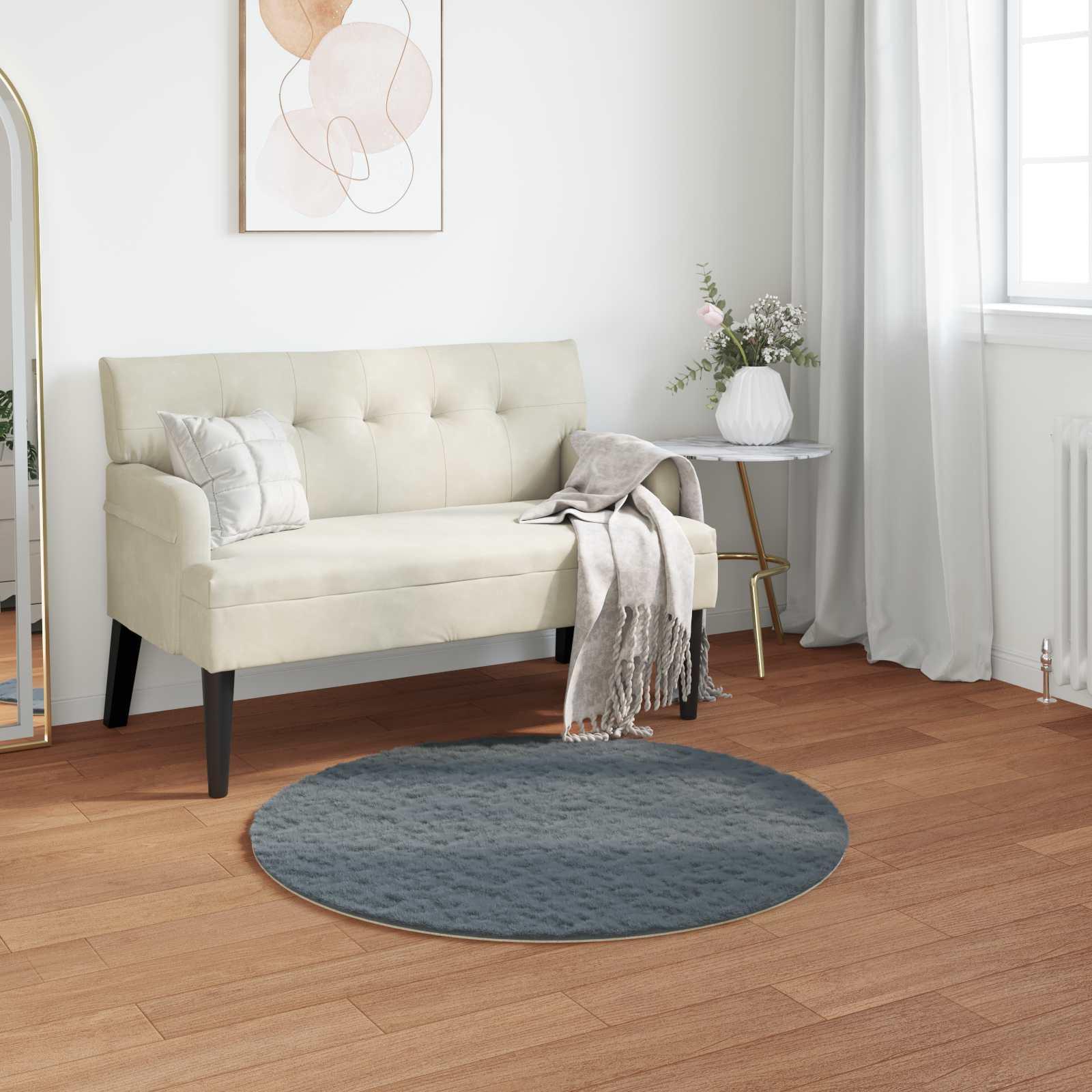 Faux Kanin Pels Tæppe Olite Antracit Ø 100 cm Polyester billede