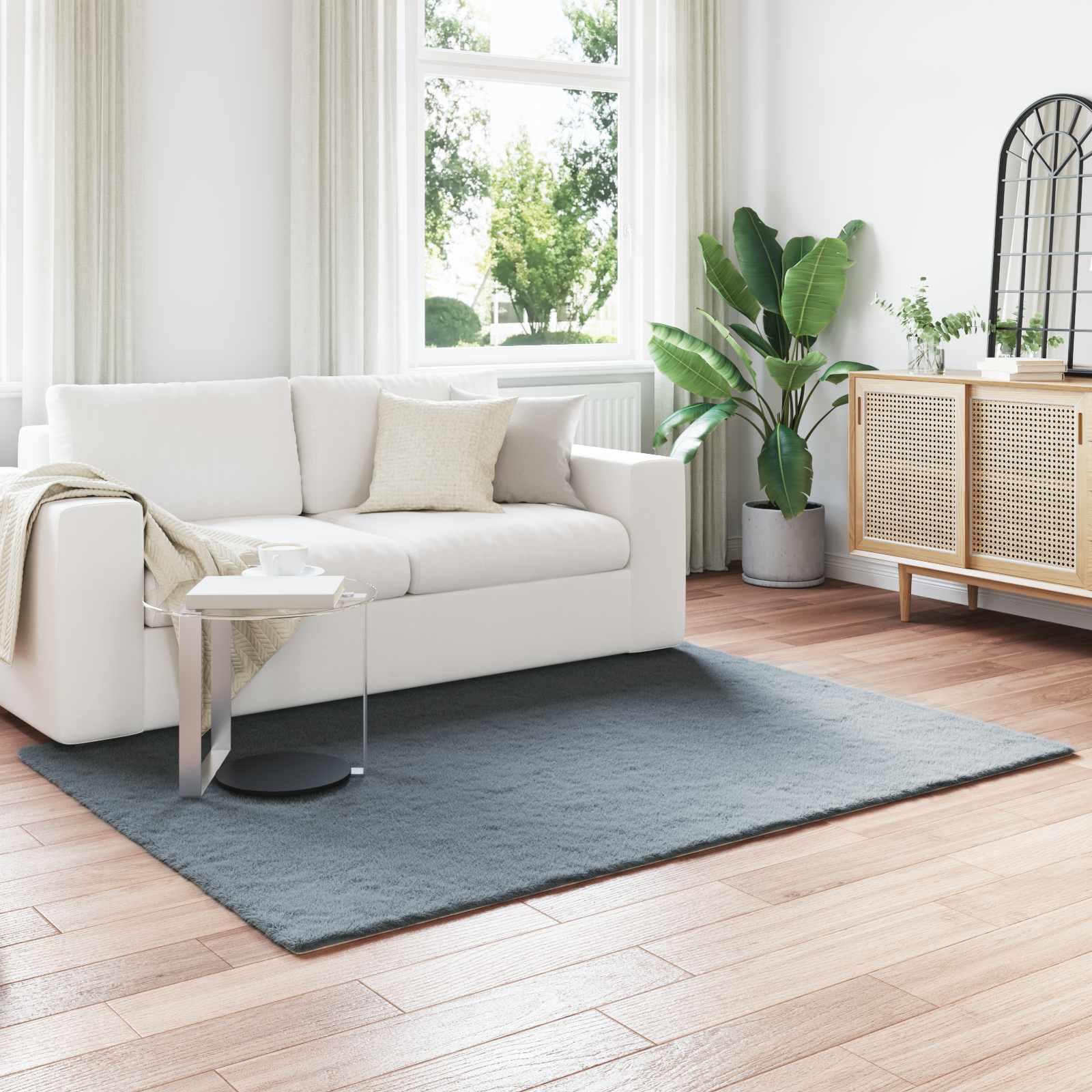 Faux Kanin Pels Tæppe Olite Antracit 160 x 230 cm Polyester billede