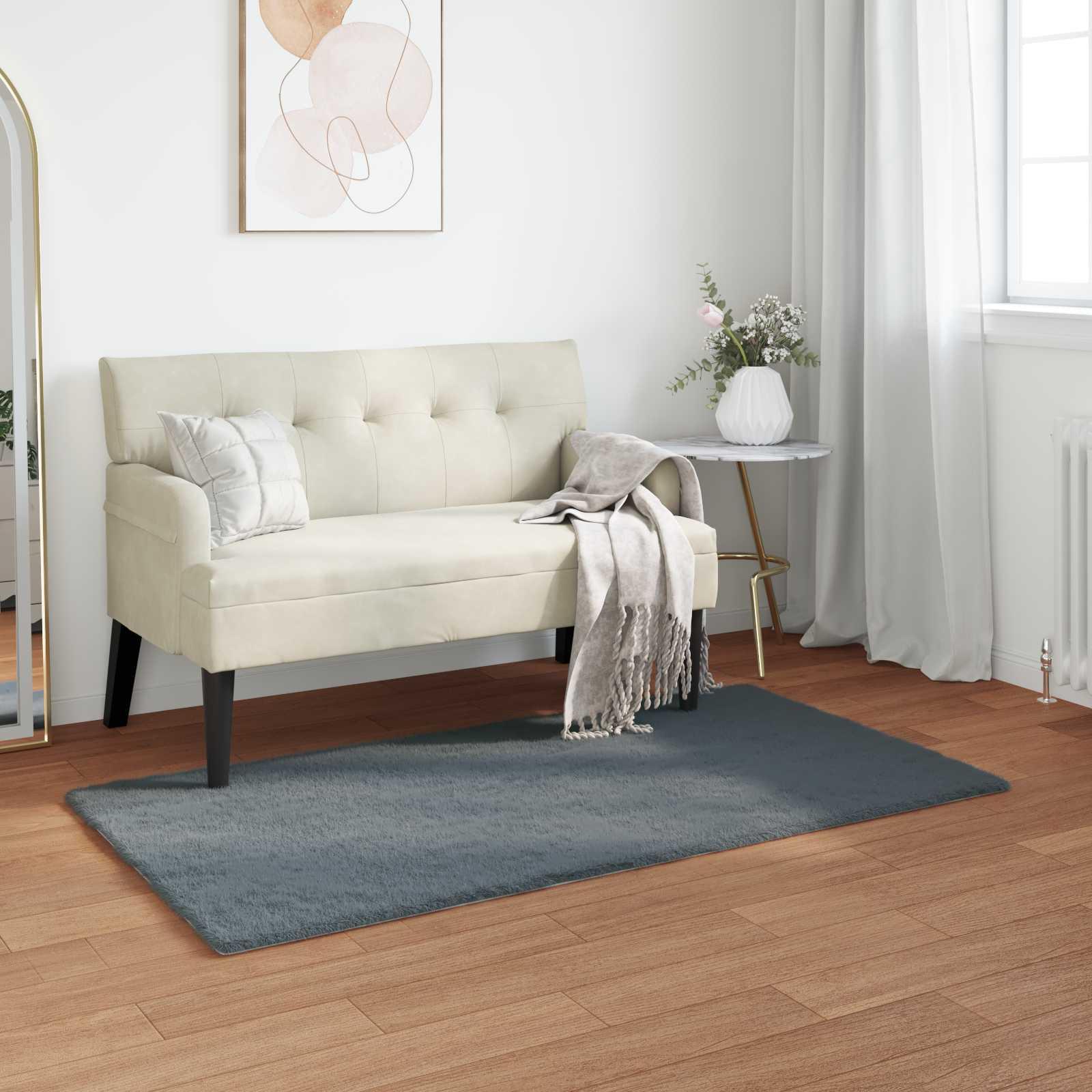 Faux Kanin Pels Tæppe Olite Antracit 60 x 110 cm Polyester billede