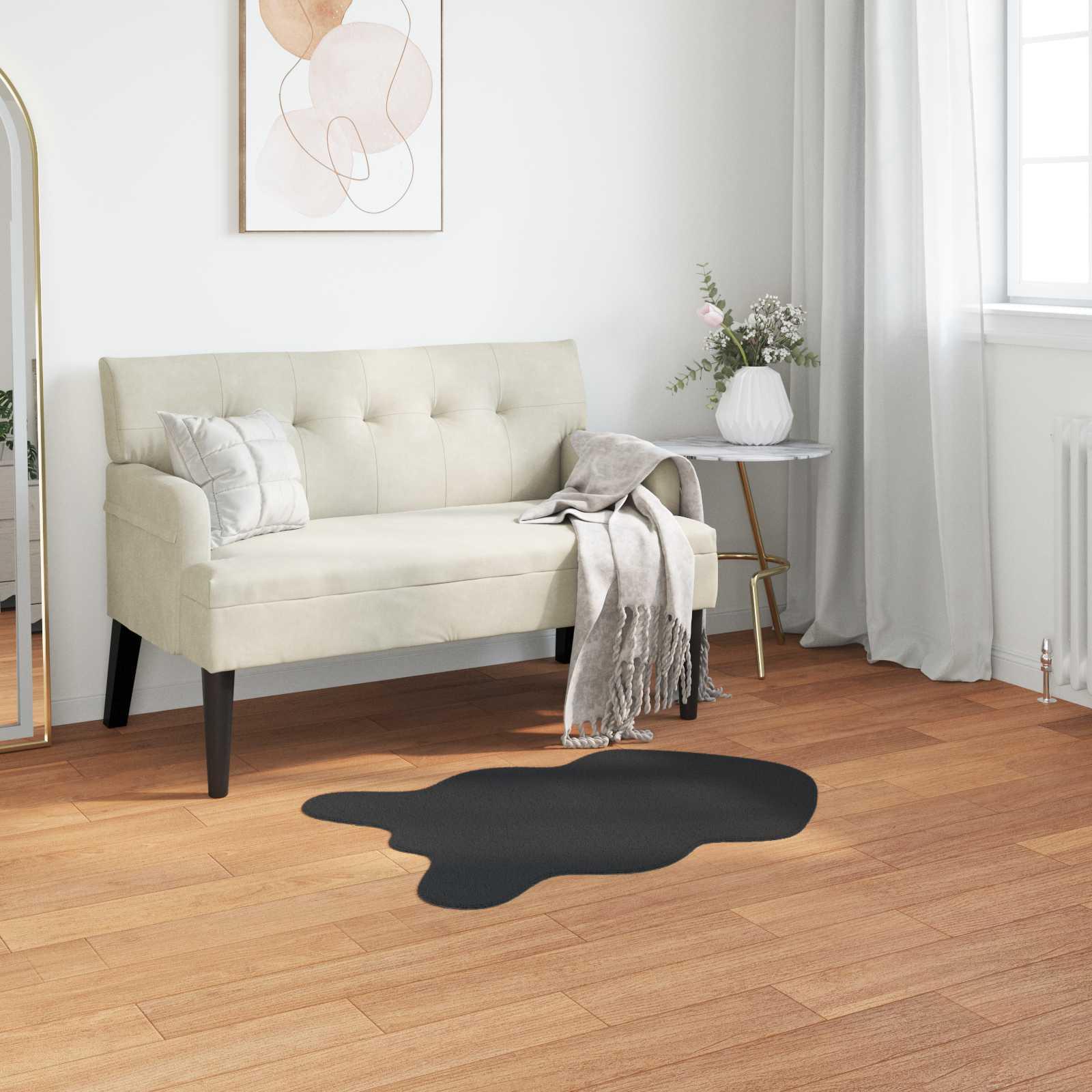 Faux Kanin Pels Tæppe Olite Sort 50 x 80 cm Polyester billede