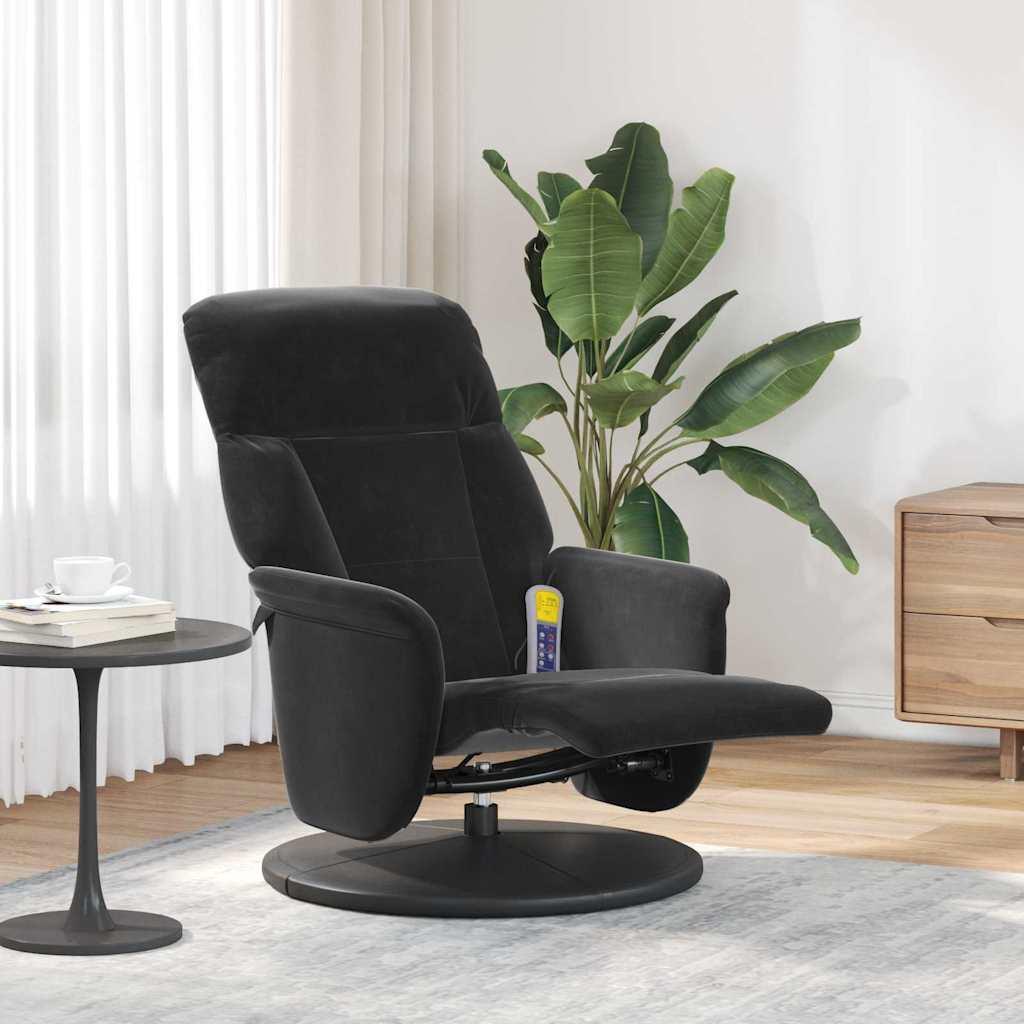 Massage Lænestol Sort 91 x 71 x 105.5 cm Fløjl billede