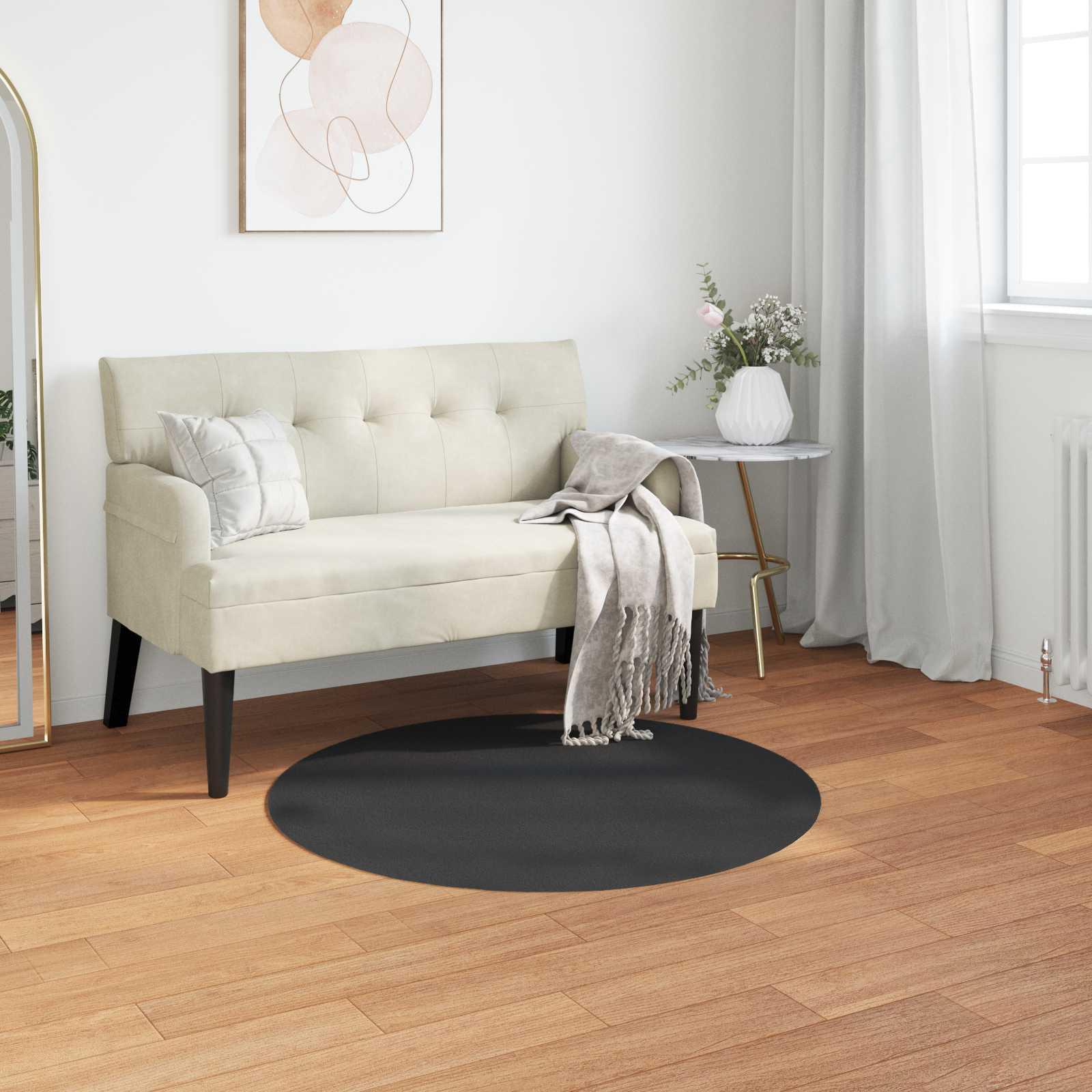 Faux Kanin Pels Tæppe Olite Sort Ø 80 cm Polyester billede