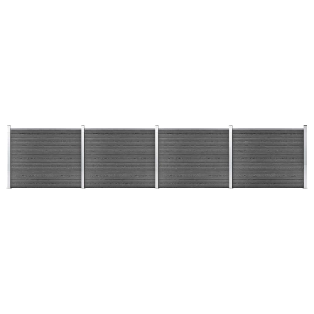 Hegnspanelsæt 699x146 cm WPC sort