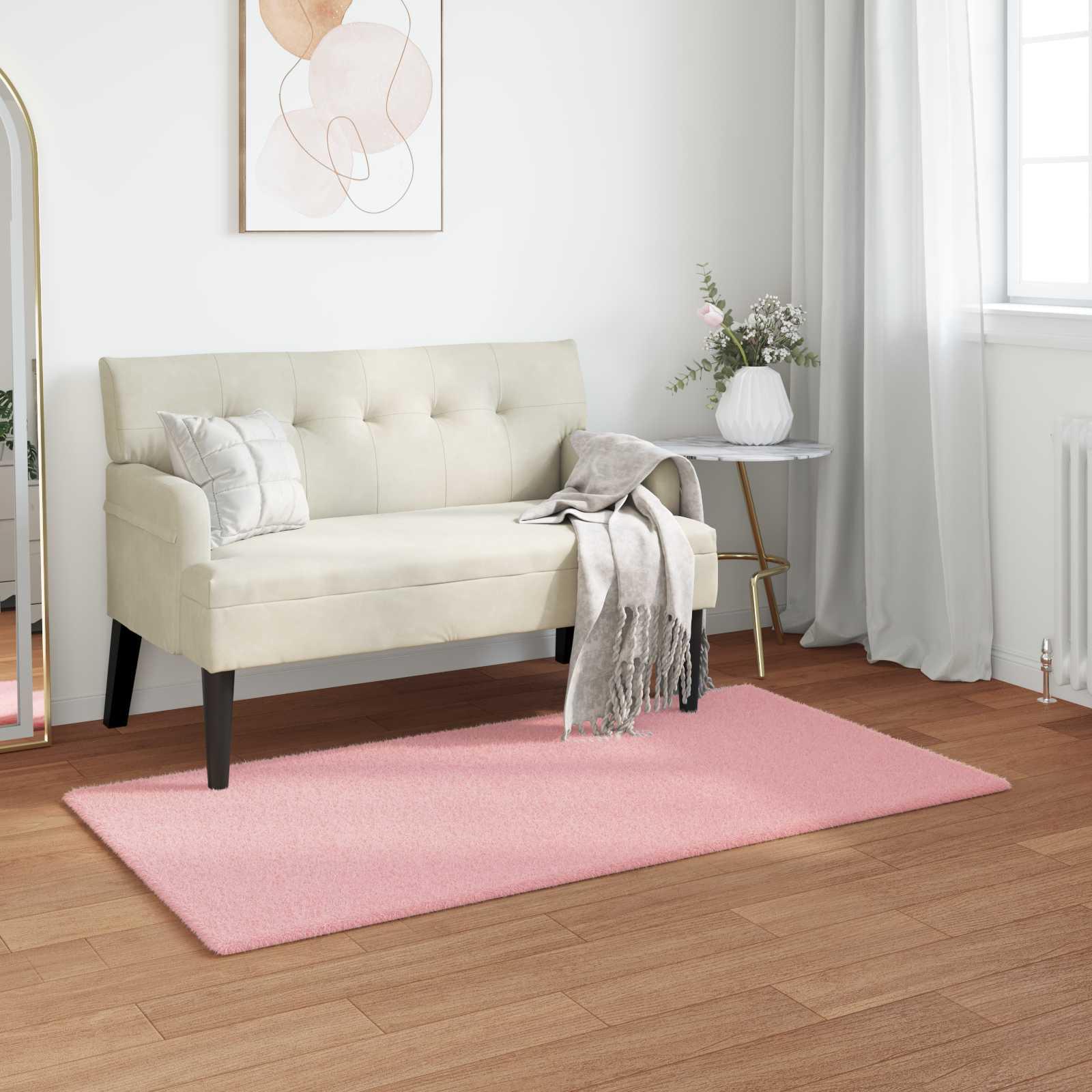 Faux Kanin Pels Tæppe Olite Lyserød 60 x 110 cm Polyester billede