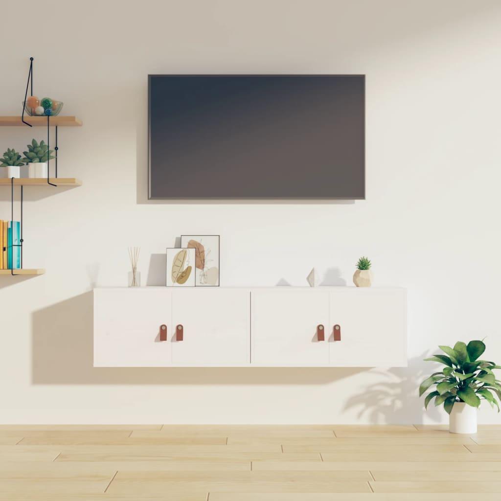 Vægskabe 2 stk. 60x30x30 cm massivt fyrretræ hvid billede