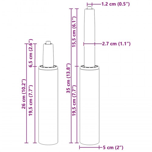 Gas-cylinder til kontorstol Sort 9 cm Jern