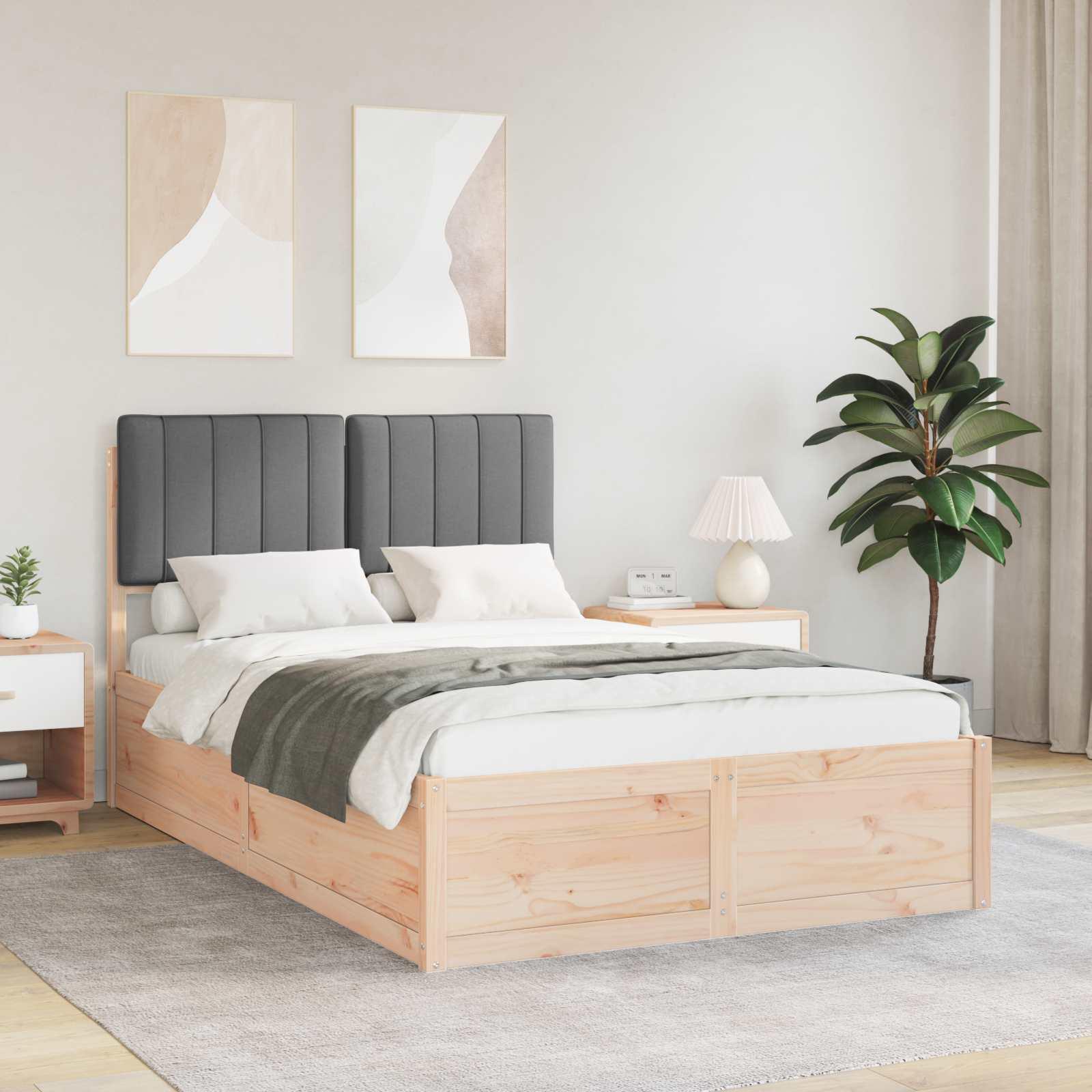 Sengestel med Polstret Hovedgavl Mørkegrå 120 x 190 cm billede