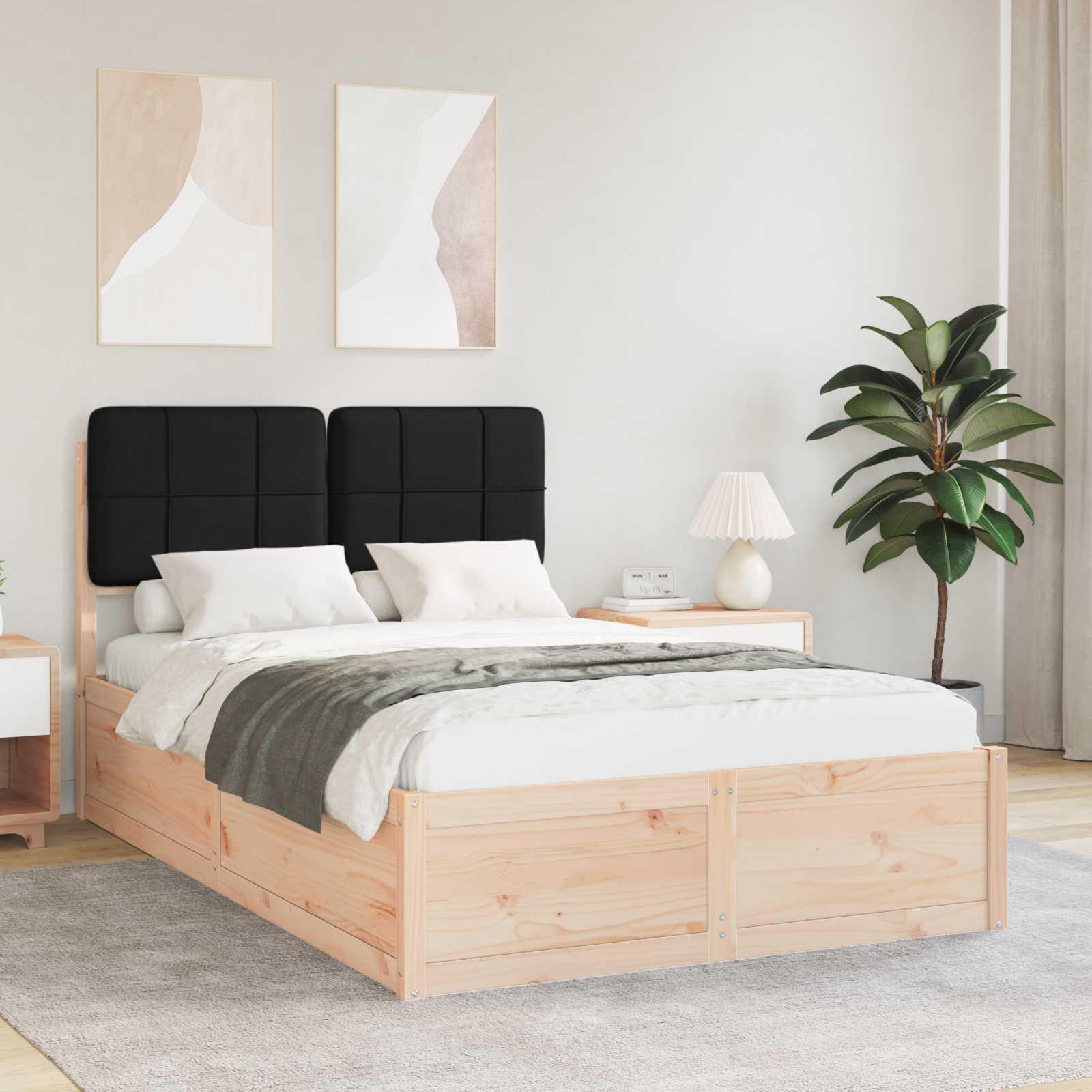 Sengestel med Polstret Hovedgavl Sort 120 x 200 cm billede