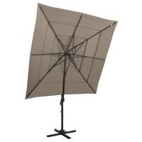 Parasol med aluminiumsstang 4 niveauer 250x250 cm gråbrun