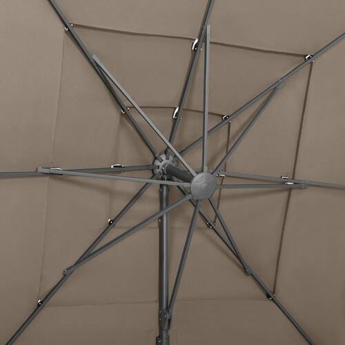 Parasol med aluminiumsstang 4 niveauer 250x250 cm gråbrun