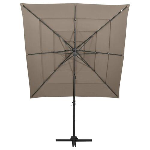 Parasol med aluminiumsstang 4 niveauer 250x250 cm gråbrun