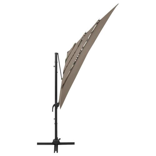 Parasol med aluminiumsstang 4 niveauer 250x250 cm gråbrun
