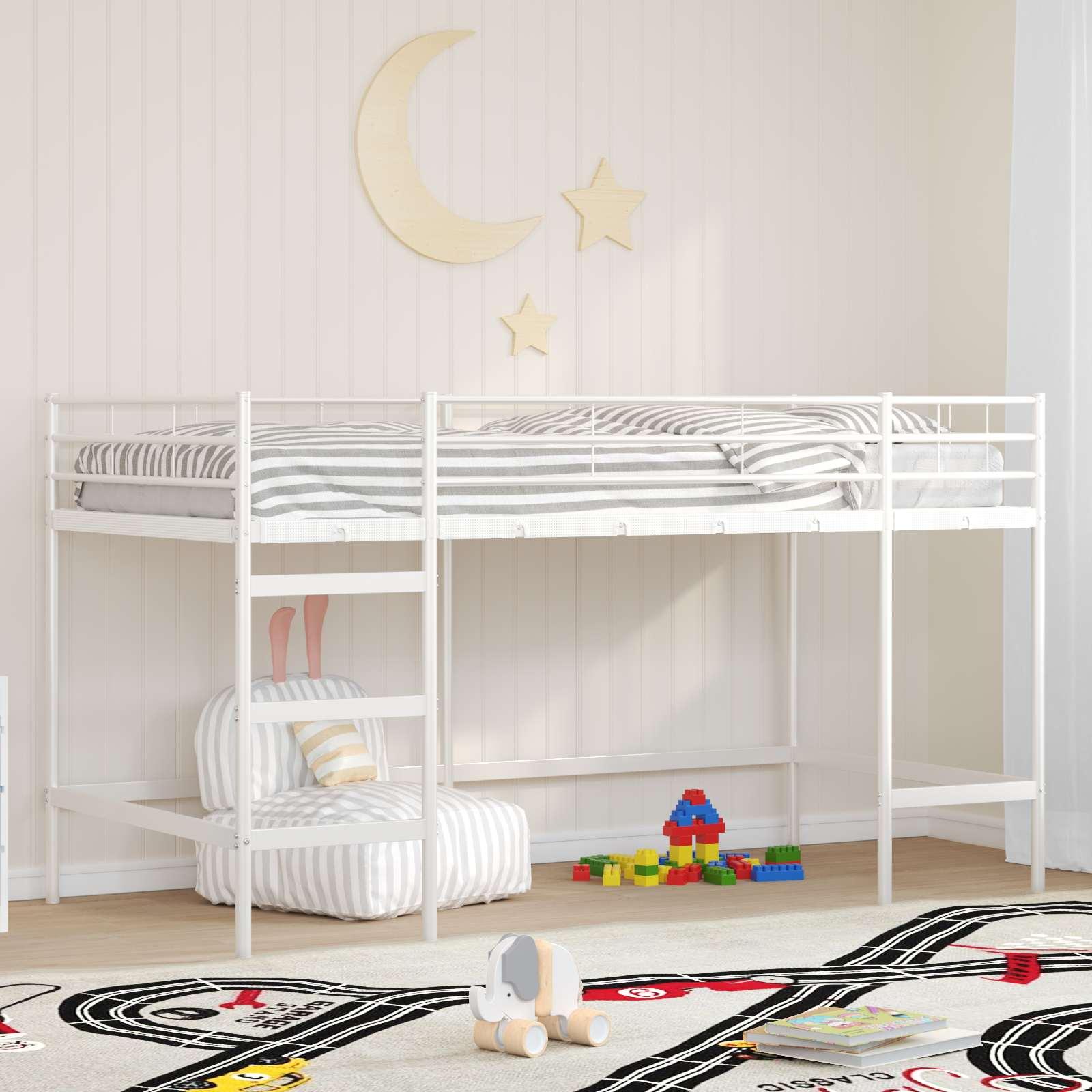 Børns Loft Seng Ramme Hvid 80 x 201 cm billede