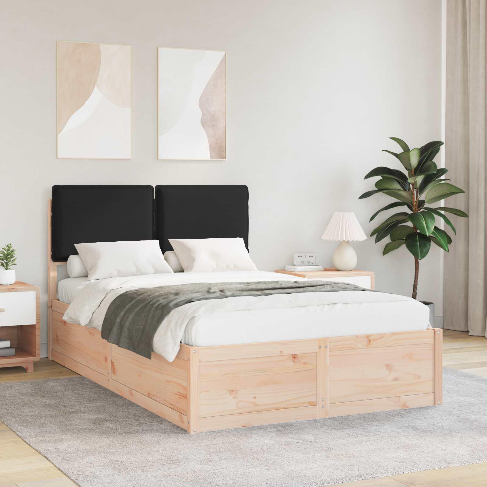 Sengestel med polstret hovedgavl - sort 120 x 190 cm