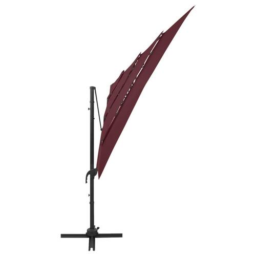 Parasol 250x250 cm 4 niveauer aluminiumsstang bordeauxrød