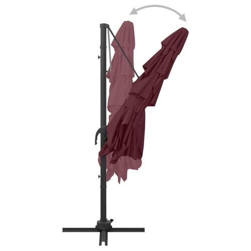 Parasol 250x250 cm 4 niveauer aluminiumsstang bordeauxrød