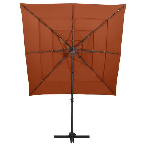 Parasol 250x250 cm 4 niveauer aluminiumsstang terrakotta