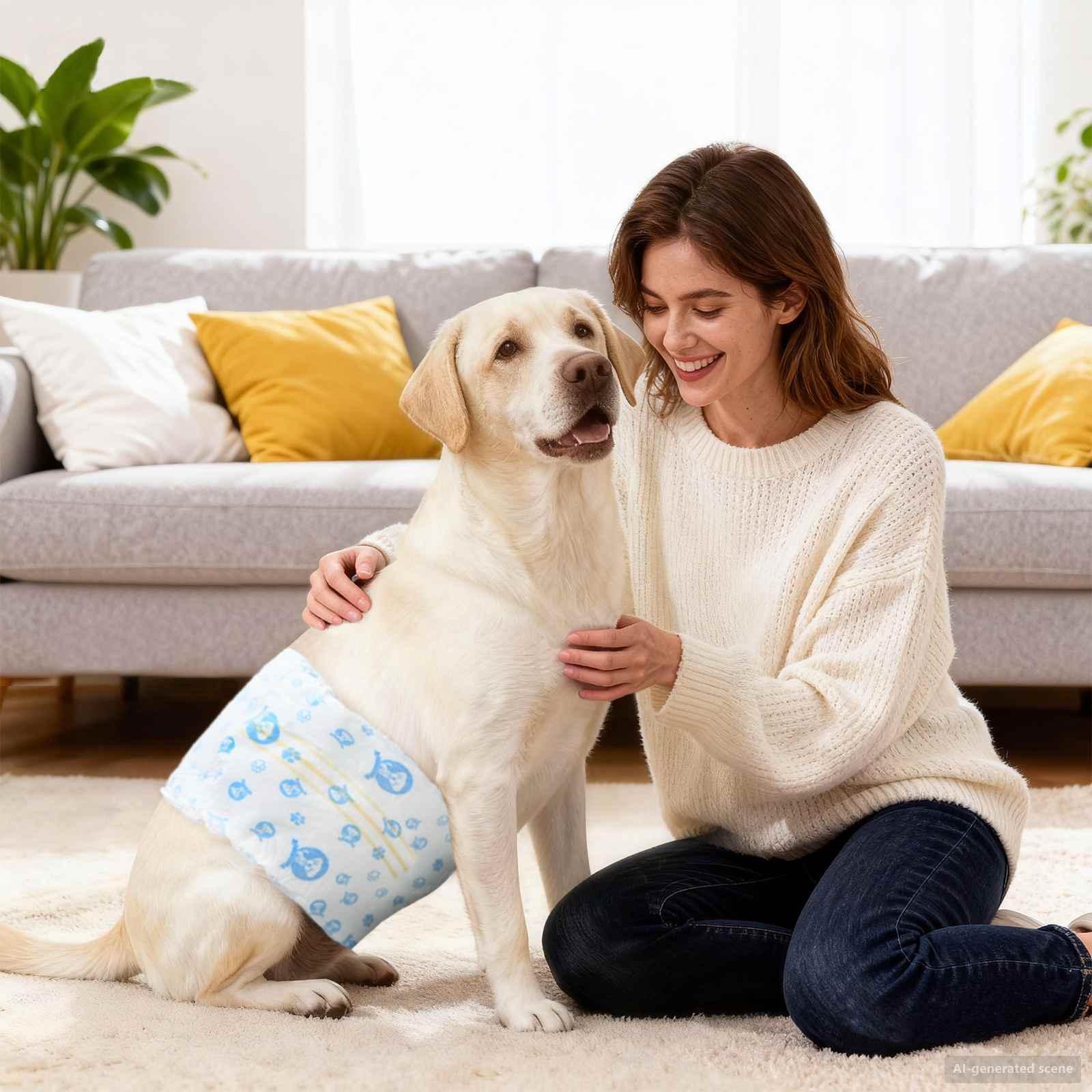 Engangs hundepants, til hanhund 30 stk Hvid XL billede