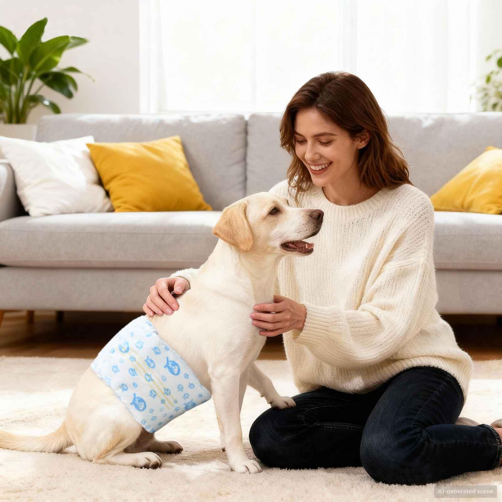 Engangs hundepants, til hanhund 30 stk Hvid L billede