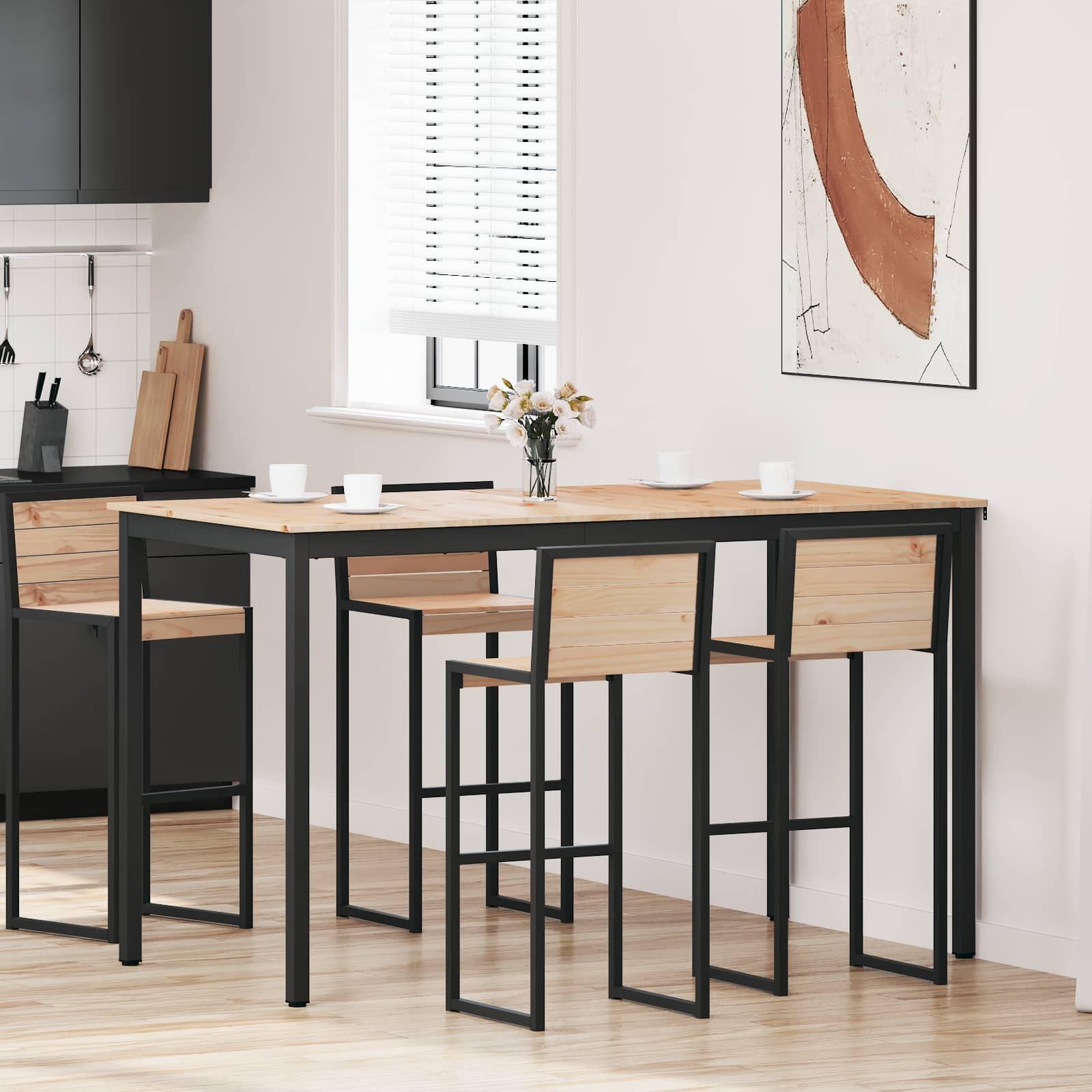Barbord Naturfarvet 110 x 55 x 105 cm Massiv fyrretræ billede
