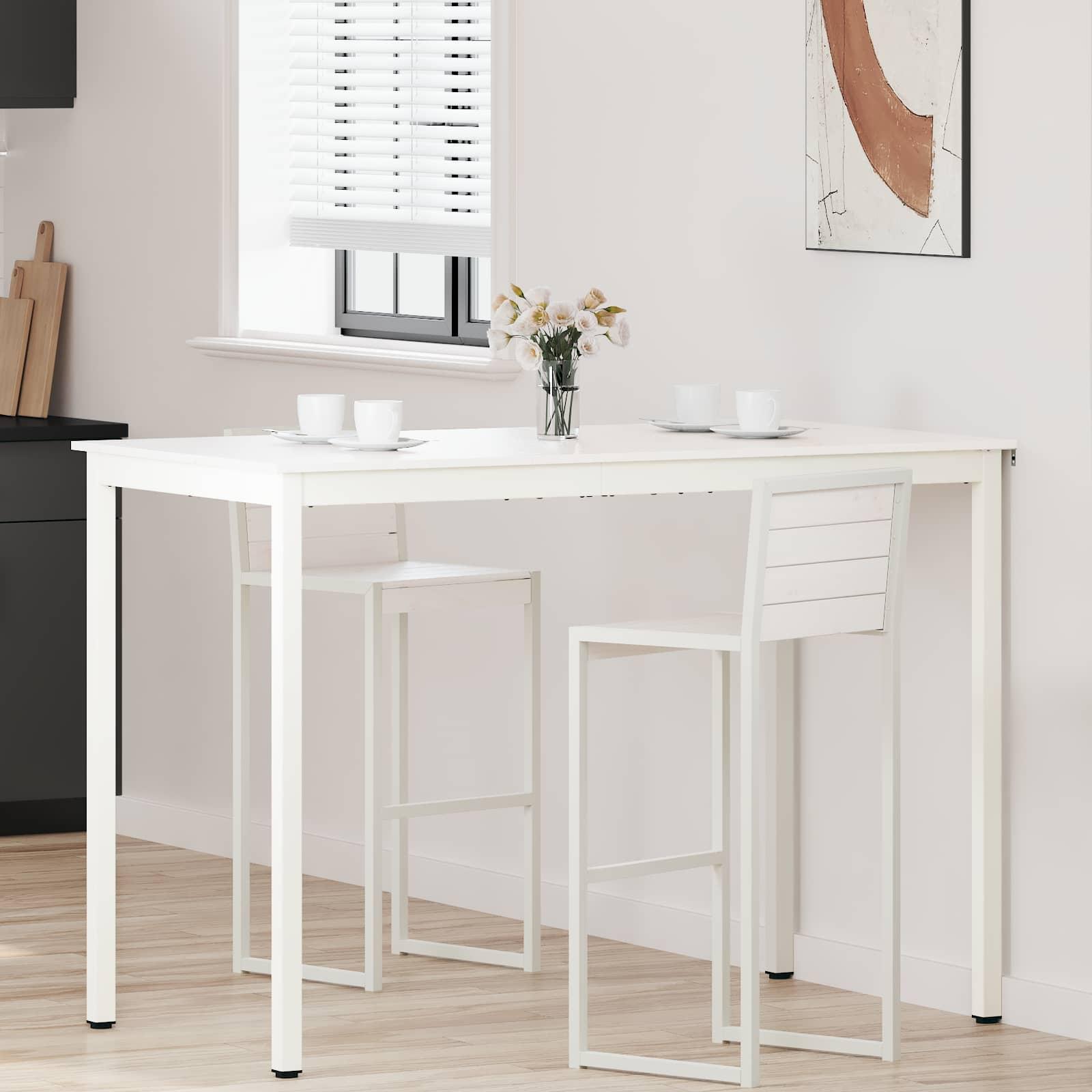 Barbord Hvid 110 x 55 x 105 cm Massiv fyrretræ billede