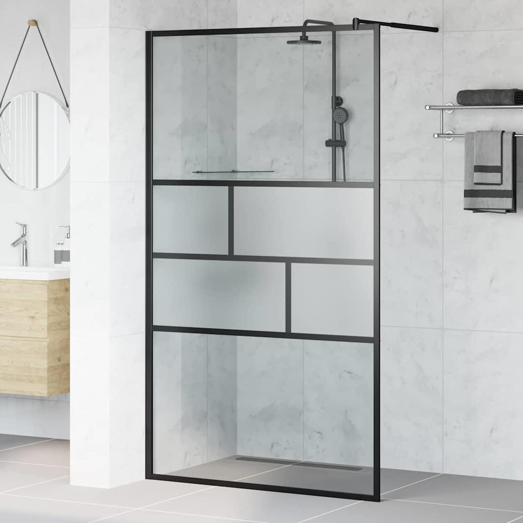 Walk-in brusevæg Sort 80 x 195 x 0.5 cm Glas og Aluminium billede