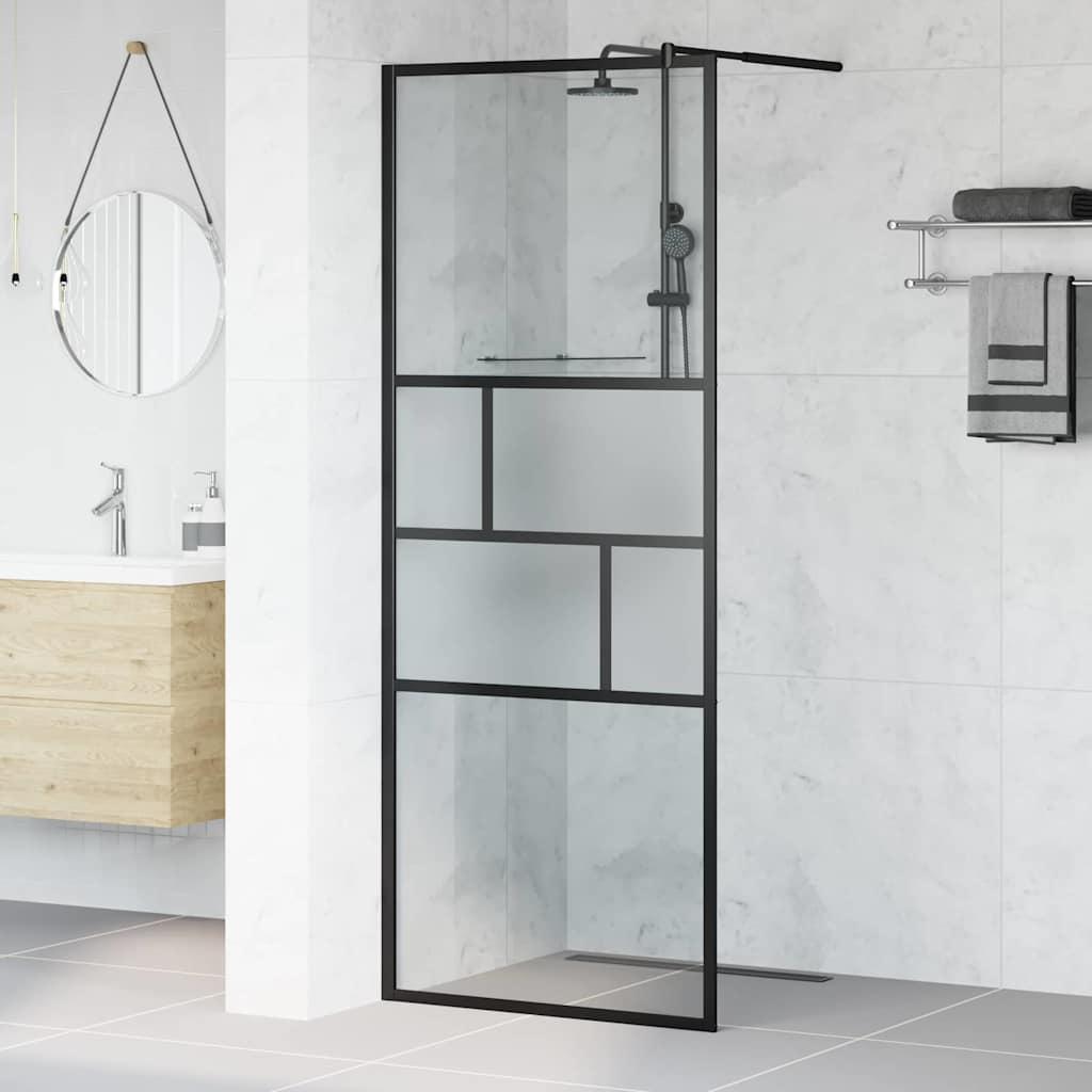 Walk-in brusevæg Sort 80 x 195 x 0.5 cm Glas og Aluminium billede