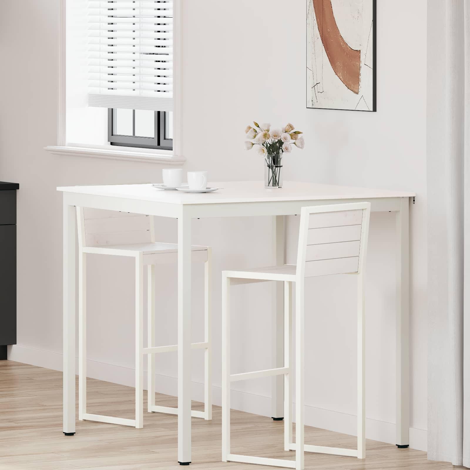 Barbord Hvid 110 x 55 x 105 cm Massiv fyrretræ billede