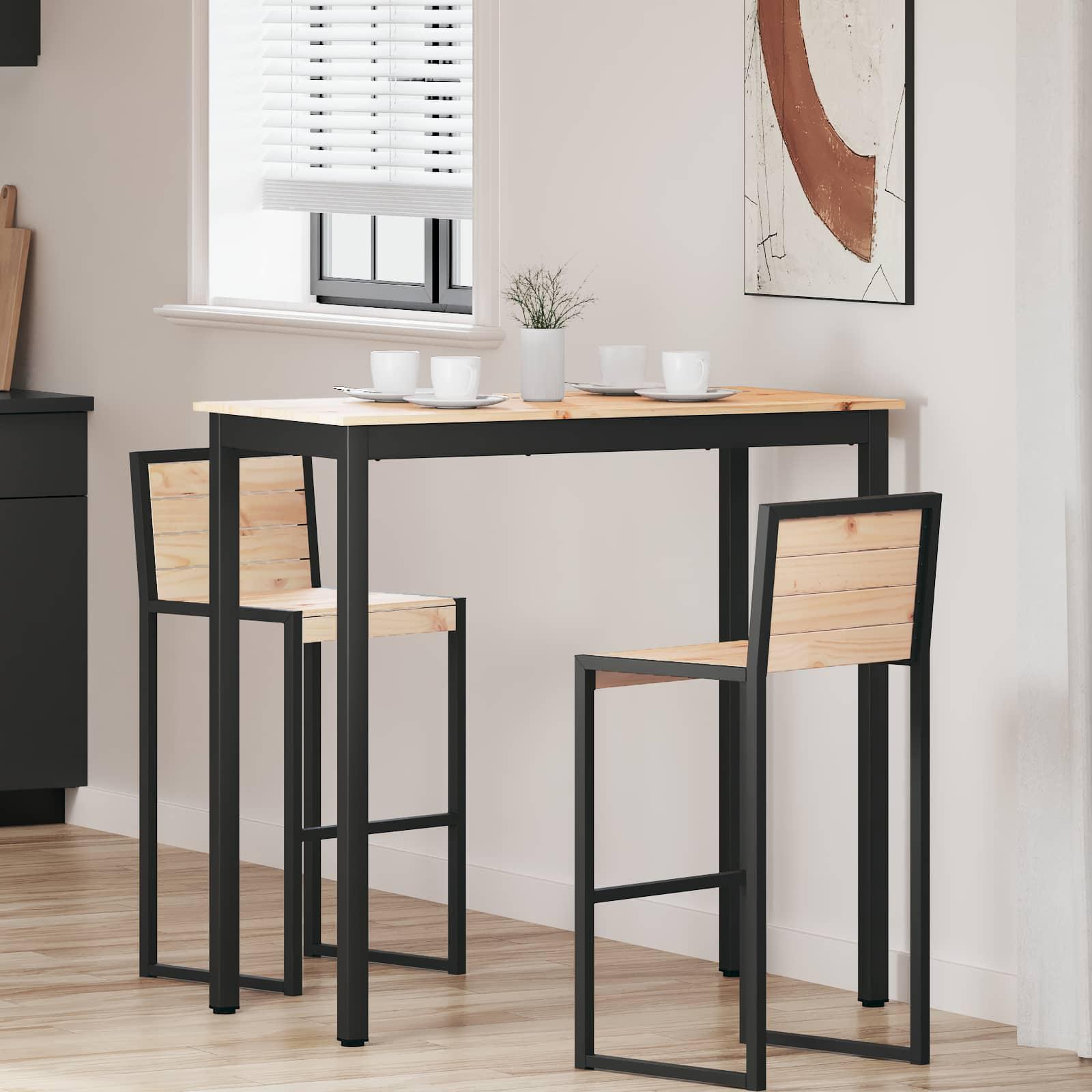 Barbord Naturfarvet 110 x 55 x 105 cm Massiv fyrretræ billede