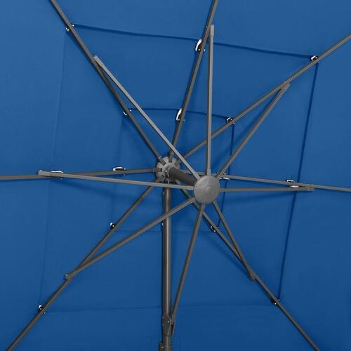 Parasol 250x250 cm 4 niveauer aluminiumsstang azurblå