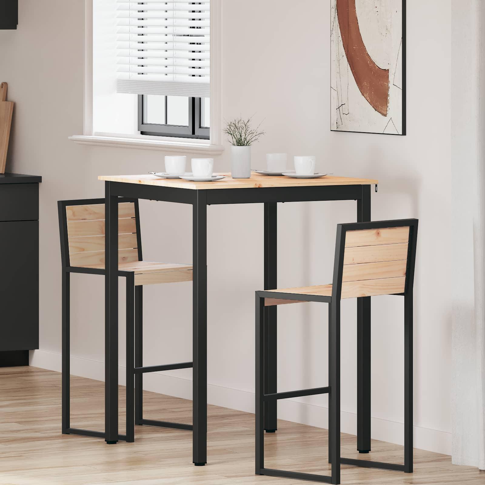 Barbord Naturfarvet 110 x 55 x 105 cm Massiv fyrretræ billede