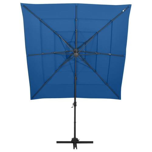 Parasol 250x250 cm 4 niveauer aluminiumsstang azurblå
