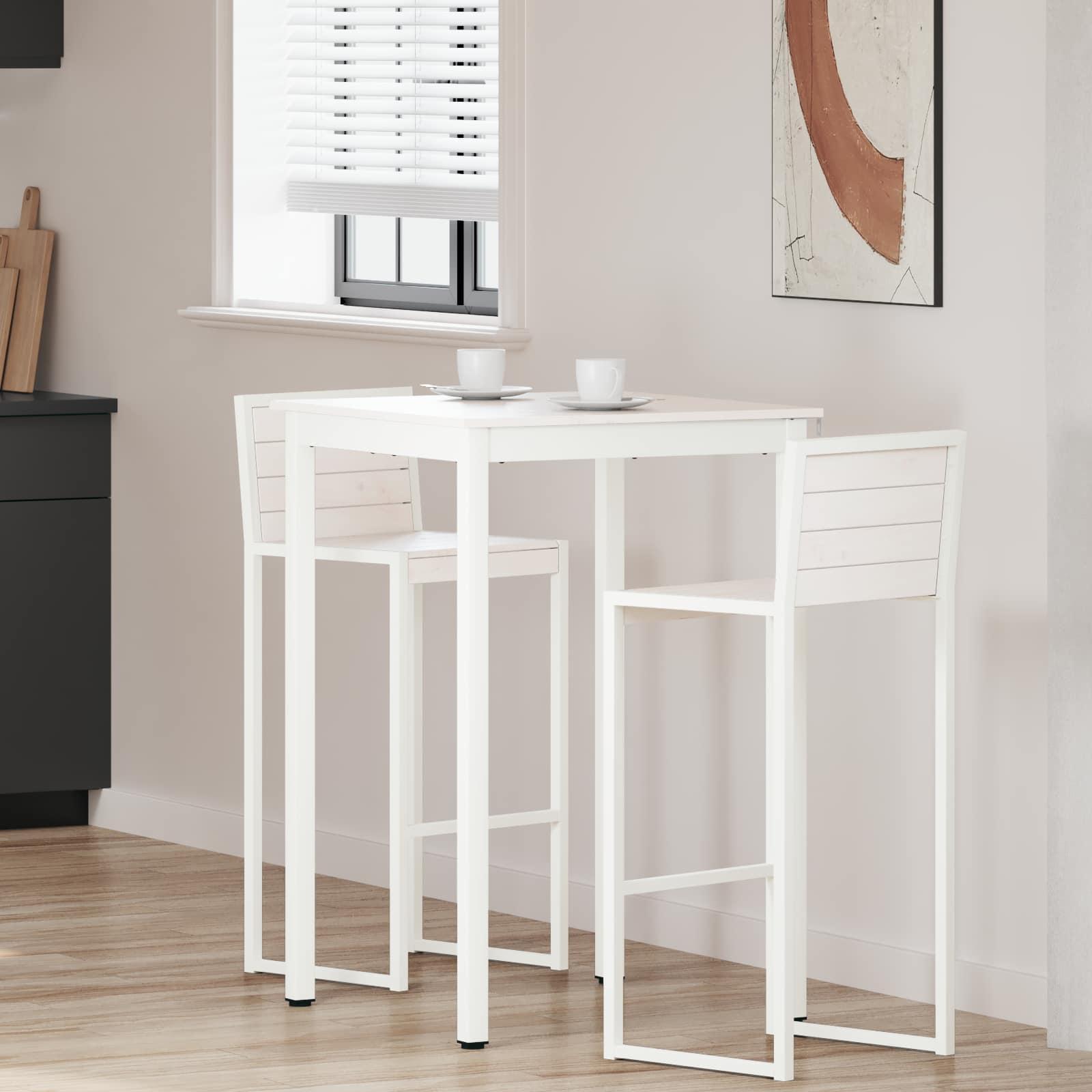 Barbord Hvid 110 x 55 x 105 cm Massiv fyrretræ billede