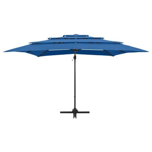 Parasol 250x250 cm 4 niveauer aluminiumsstang azurblå
