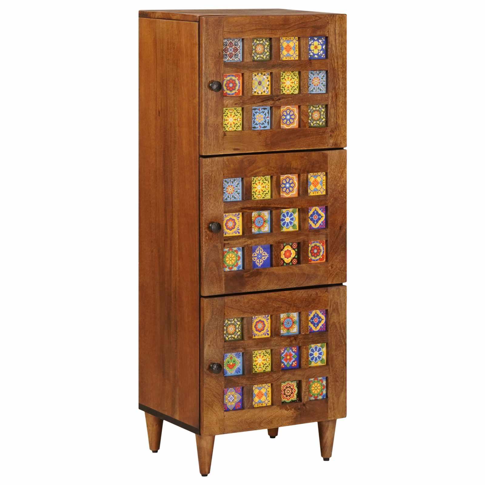 Highboard med dør Valnød 40 x 33,5 x 110 cm Massivt mangotræ billede