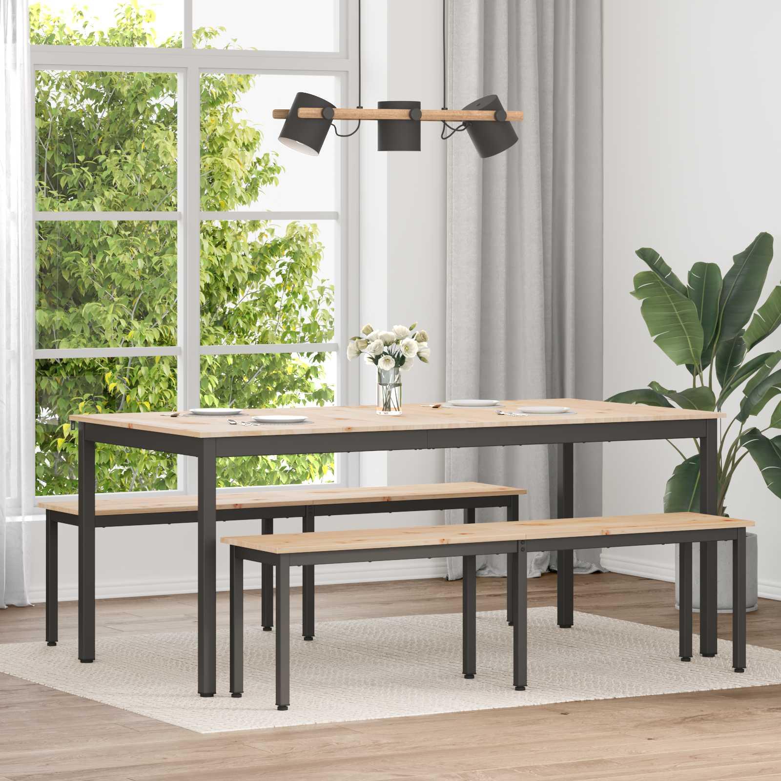 Spisebord Naturfarvet 180 x 90 x 75 cm Massiv fyrretræ billede